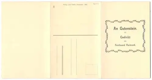 Klapp-AK Gutenstein, Gedicht An Gutenstein von Ferdinand Raimund, Mariahilfberg, Raimund Grabmal, Villa Raimund