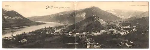 Klapp-AK Spitz an der Donau, Gesamtansicht gegen die Berge