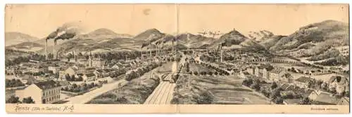 Klapp-AK Ternitz /N.-Ö., Stadtpanorama mit Bahngleisen