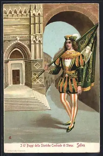 Lithographie Siena, I 17 Paggi delle Storiche Contrade di Siena: Selva