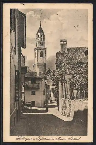 AK Meran, Hallergasse und Pfarrturm
