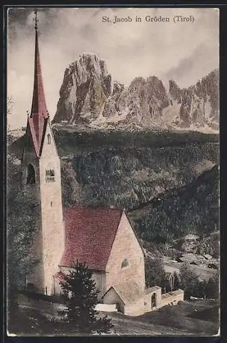 AK St. Jacob in Gröden, Blick auf die Kirche