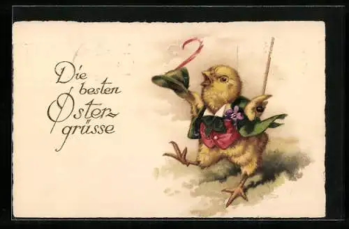 Künstler-AK Osterküken in Tracht