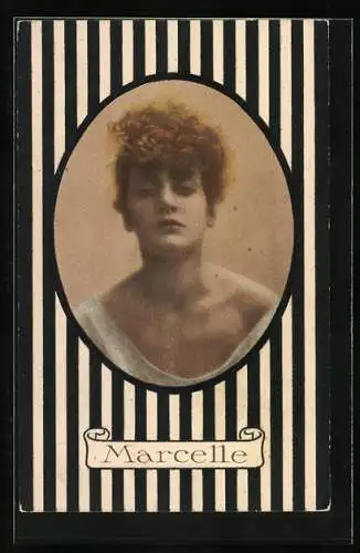 Künstler-AK Marcelle, junge blonde Frau, Art Deco