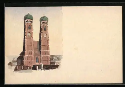 Künstler-AK Handgemalt: München, Frauenkirche