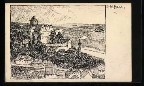 Künstler-AK Handgemalt: Schonungen, Schloss Mainberg