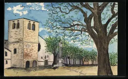 Künstler-AK Handgemalt: Triest, Kathedrale San Giusto