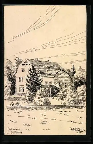 Künstler-AK Handgemalt: Ozdravovna, Sv. Katerine, Panorama