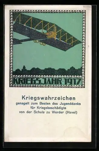 AK Werder /Havel, Nagelung eines Kriegswahrzeichens zum Besten des Jugenddanks für Kriegsbeschädigte von der Schule 1917