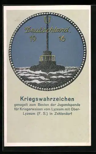 AK Zehlendorf, Nagelung eines Kriegswahrzeichens zum Besten der Jugendspende für Kriegerwaisen vom Lyzeum 1916, U-Boot