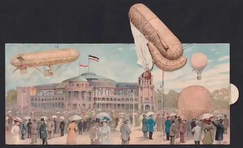 Mechanische-AK Frankfurt a. M., Internationale Luftschiffahrt-Ausstellung 1909, Ballon beim Aufstieg