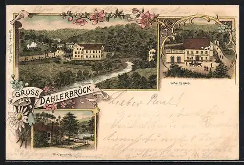 Lithographie Dahlerbrück, Hotel Hencke, Glör-Hammer