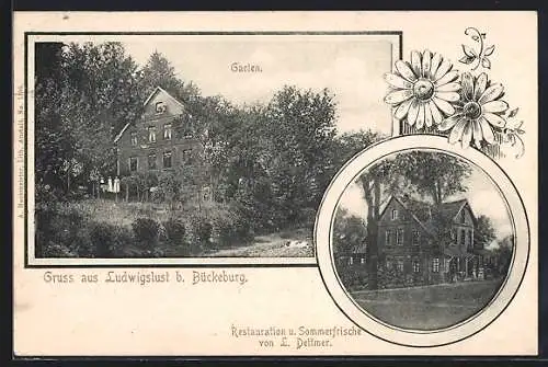 AK Bückeburg, Gasthof, Gasthof und Sommerfrische Ludwigslust von L. Dettmer mit Garten