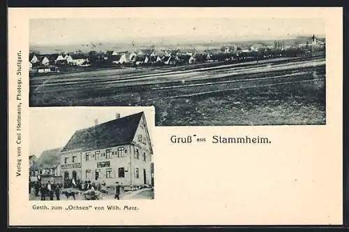 AK Stammheim / Stuttgart, Gasthaus zum Ochsen, Ortsansicht