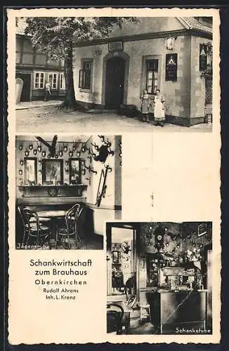 AK Obernkirchen, Gasthaus Schankwirtschaft zum Brauhaus, Inh. L. Kranz, mit Jäger- und Schankstube