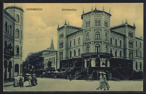 AK Osnabrück, Hotel Schaumburg, Strasseneck am Schillerplatz