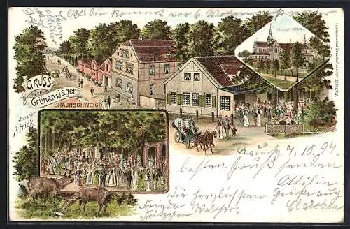 Lithographie Braunschweig, Gasthaus Grünen-Jäger, Inh. A. Frick