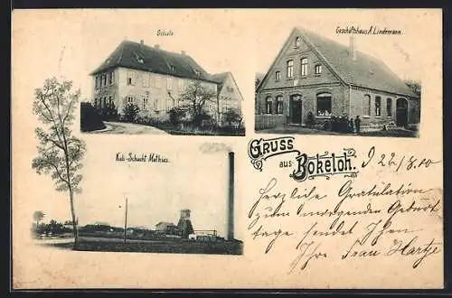 AK Bokeloh, Kali-Schacht Mathias, Geschäftshaus A. Lindemann, Schule