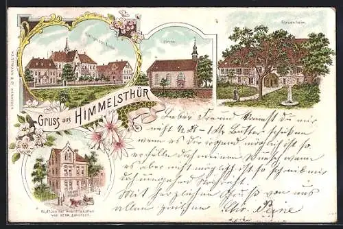 Lithographie Himmelsthür, Kaufhaus der Ansichtskarten v. Herm. Sarstedt, Frauenheim