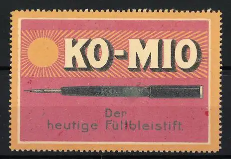 Reklamemarke KO-MIO - der heutige Füllbleistift, Bleistift und Firmenlogo