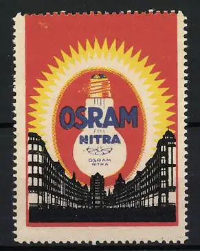 Reklamemarke Osram Nitra Glühkörper, Stadtansicht