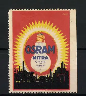 Reklamemarke Osram Nitra Glühkörper, Stadtansicht