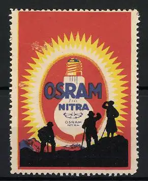 Reklamemarke Osram Nitra Glühkörper, Bergsteiger