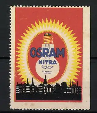 Reklamemarke Osram Nitra Glühkörper, Stadtansicht