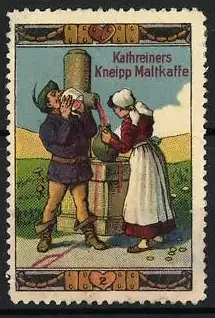 Reklamemarke Kathreiners Kneipp Malzkaffee, Szene aus dem Märchen Schlaraffenland