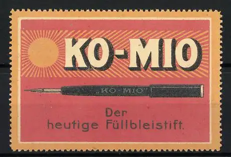 Reklamemarke KO-MIO - der heutige Füllbleistift, Bleistift und Firmenlogo