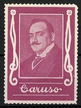 Reklamemarke Italienischer Opernsänger Enrico Caruso im Portrait