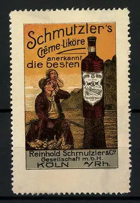 Reklamemarke Schmutzler`s Creme-Liköre, anerkannt die besten, Reinhold Schmutzler & Co., Köln, Ruderboot