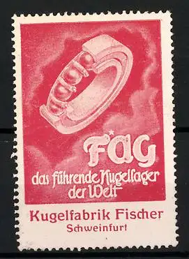 Reklamemarke FAG - führendes Kugellager, Kugelfabrik Fischer, Schweinfurt