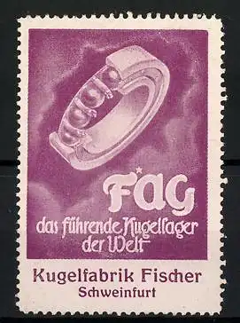 Reklamemarke FAG - führendes Kugellager, Kugelfabrik Fischer, Schweinfurt