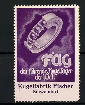Reklamemarke FAG - führendes Kugellager, Kugelfabrik Fischer, Schweinfurt