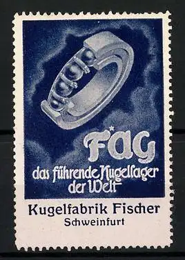 Reklamemarke FAG - führendes Kugellager, Kugelfabrik Fischer, Schweinfurt