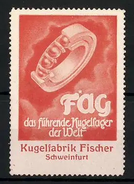 Reklamemarke FAG - führendes Kugellager, Kugelfabrik Fischer, Schweinfurt