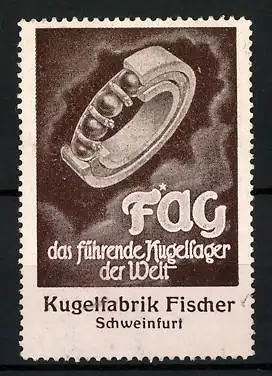 Reklamemarke FAG - führendes Kugellager, Kugelfabrik Fischer, Schweinfurt