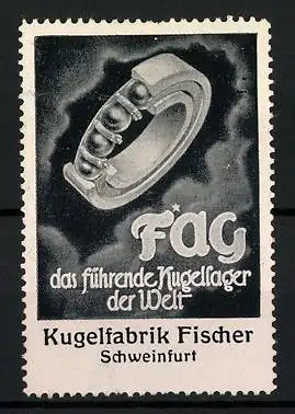 Reklamemarke FAG - führendes Kugellager, Kugelfabrik Fischer, Schweinfurt