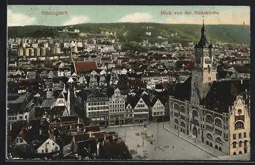 AK Stuttgart, Blick von der Stiftskirche