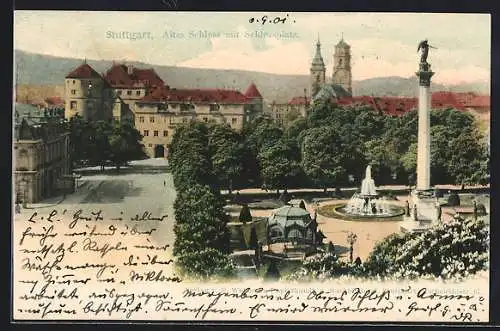 AK Stuttgart, Altes Schloss mit Schlossplatz