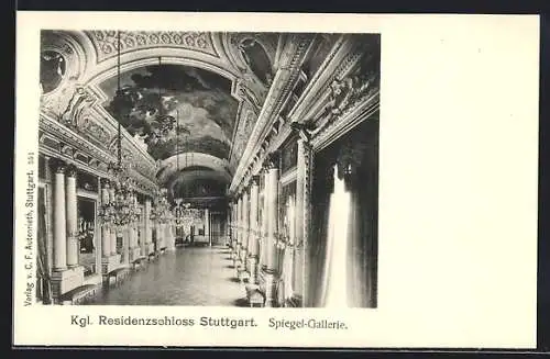 AK Stuttgart, Königliches Residenzschloss, Spiegel-Gallerie