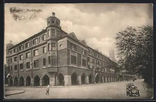 AK Stuttgart, Markthalle mit Strasse