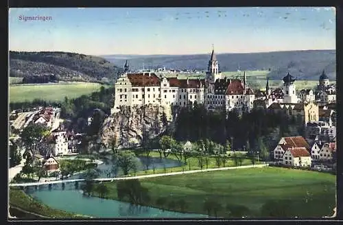 AK Sigmaringen, Schloss mit Flusspartie