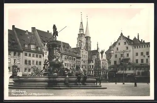 AK Nürnberg, Hauptmarkt mit Neptunbrunnen, Georg Joseg Meier & Co