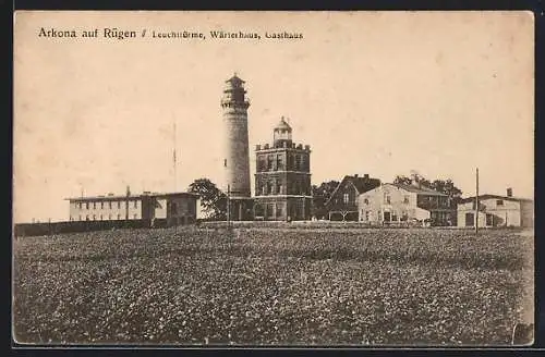 AK Arkona auf Rügen, Gasthaus, Leuchttürme, Wärterhaus