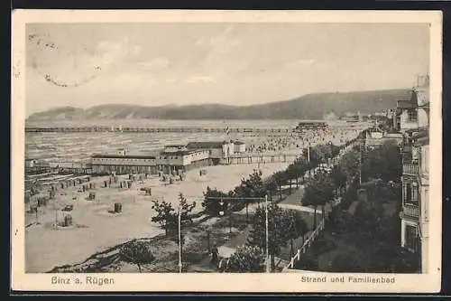 AK Binz a. Rügen, Strand und Familienbad