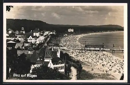 AK Binz auf Rügen, Strandbad aus der Vogelschau