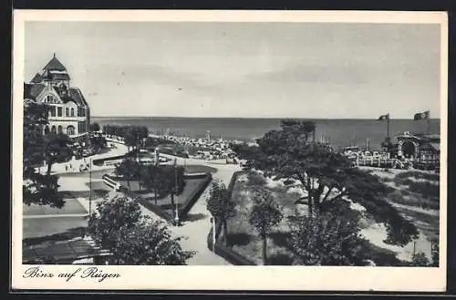 AK Binz auf Rügen, Strandbad und Promenade, 