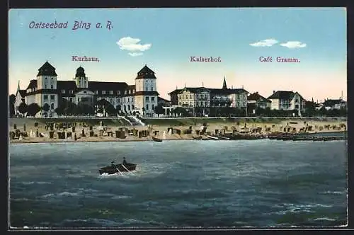 AK Binz a. R., Kurhaus, Hotel Kaiserhof und Café Gramm